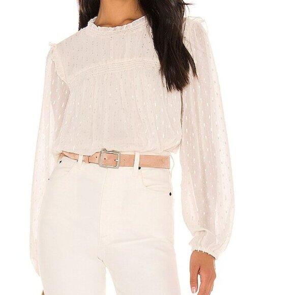 Sanctuary Grunge Girl Off White Smocked Blouse Size S - Picture 1 of 7